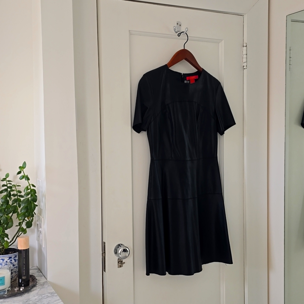Leather-look A line dress